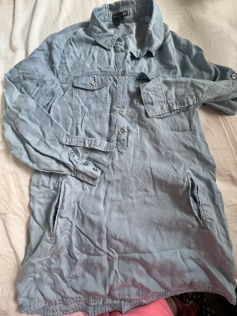 Chelsea & Theodore Distressed Denim Dress Boho Beachy Classic M